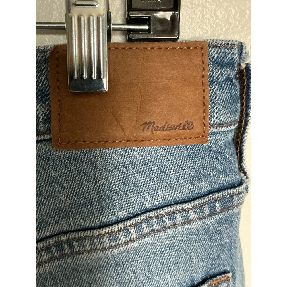 Madewell‎ High Rise Flare Jeans Light Wash Distressed Raw Hem Size 30 - Picture 3 of 9